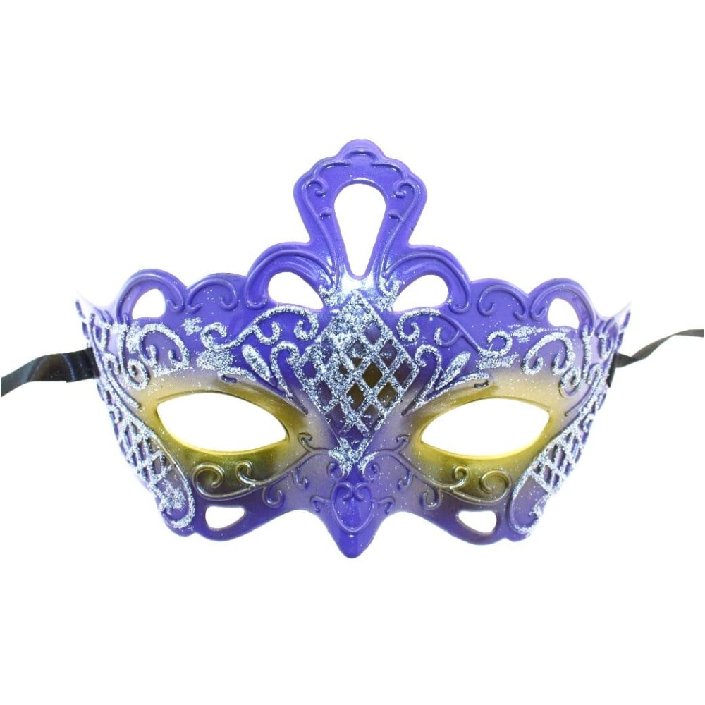 Zac's Alter Ego - Classic Venetian Two Tone Glitter Masquerade Maske - Lila